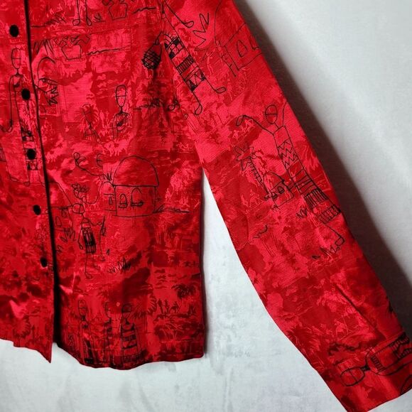 Chico's Linen Silk Blend Button Down Shirt Size 10 - Picture 4 of 10